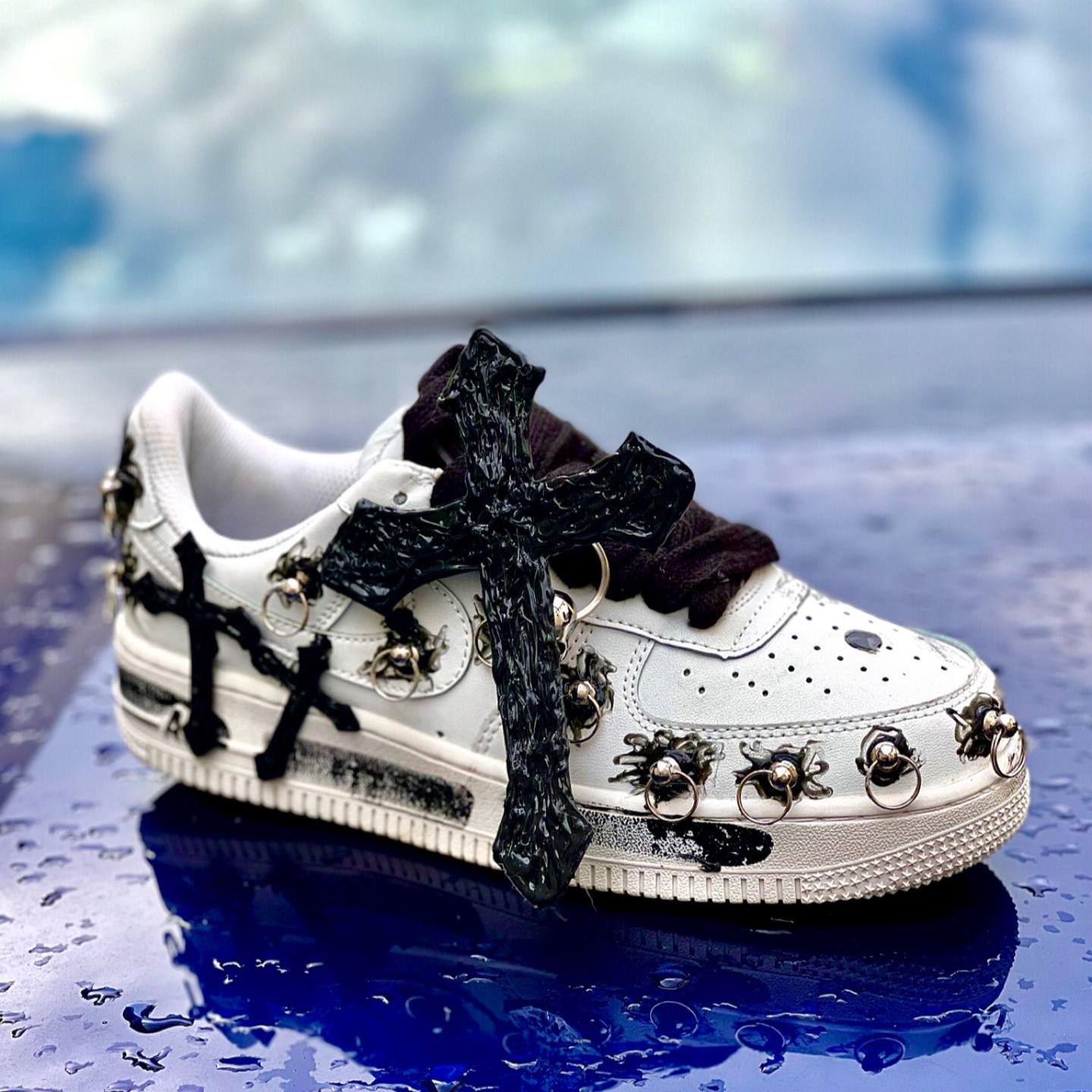 [Custom A female skull in black and white]  Air Force 1 Skateboarding Shoes Women's