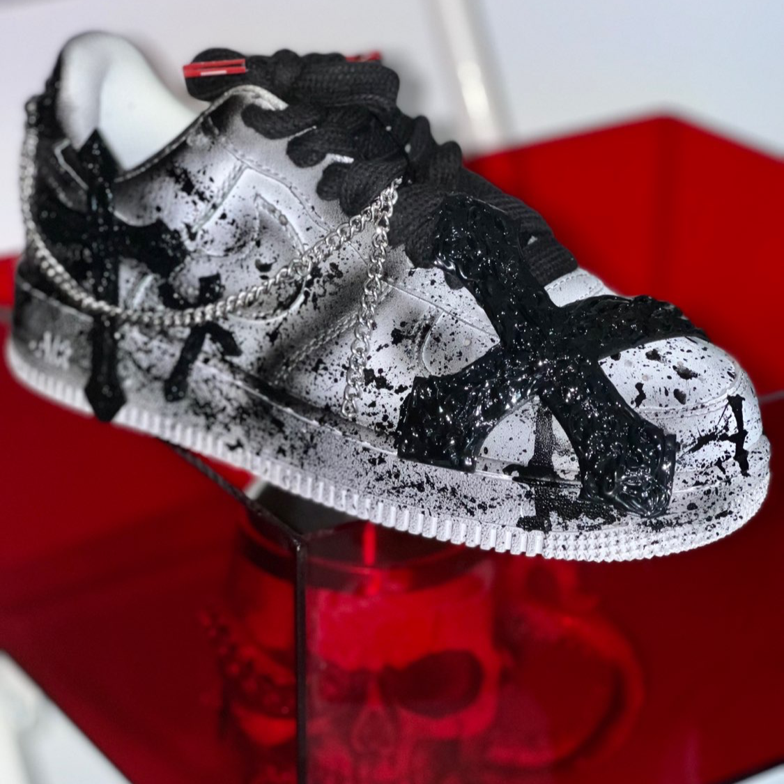 [Custom Women's cross in black and grey]  Air Force 1 Skateboarding Shoes Women's