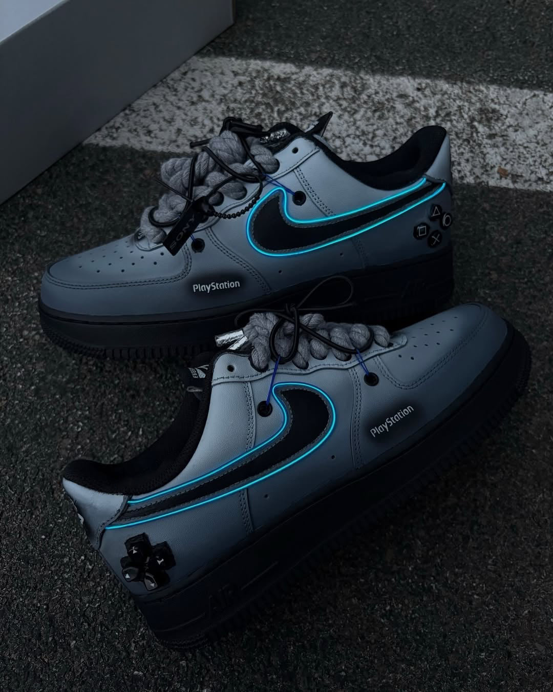 [Custom Playstation 5] Air Force 1 Skateboarding Shoes Unisex Gray/Black