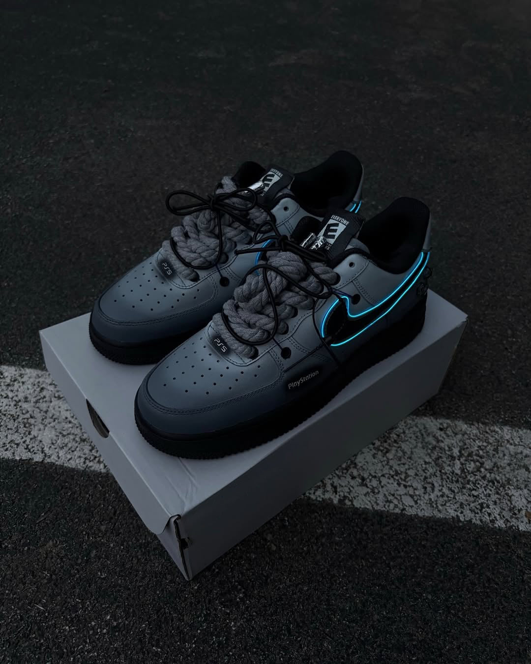 [Custom Playstation 5] Air Force 1 Skateboarding Shoes Unisex Gray/Black