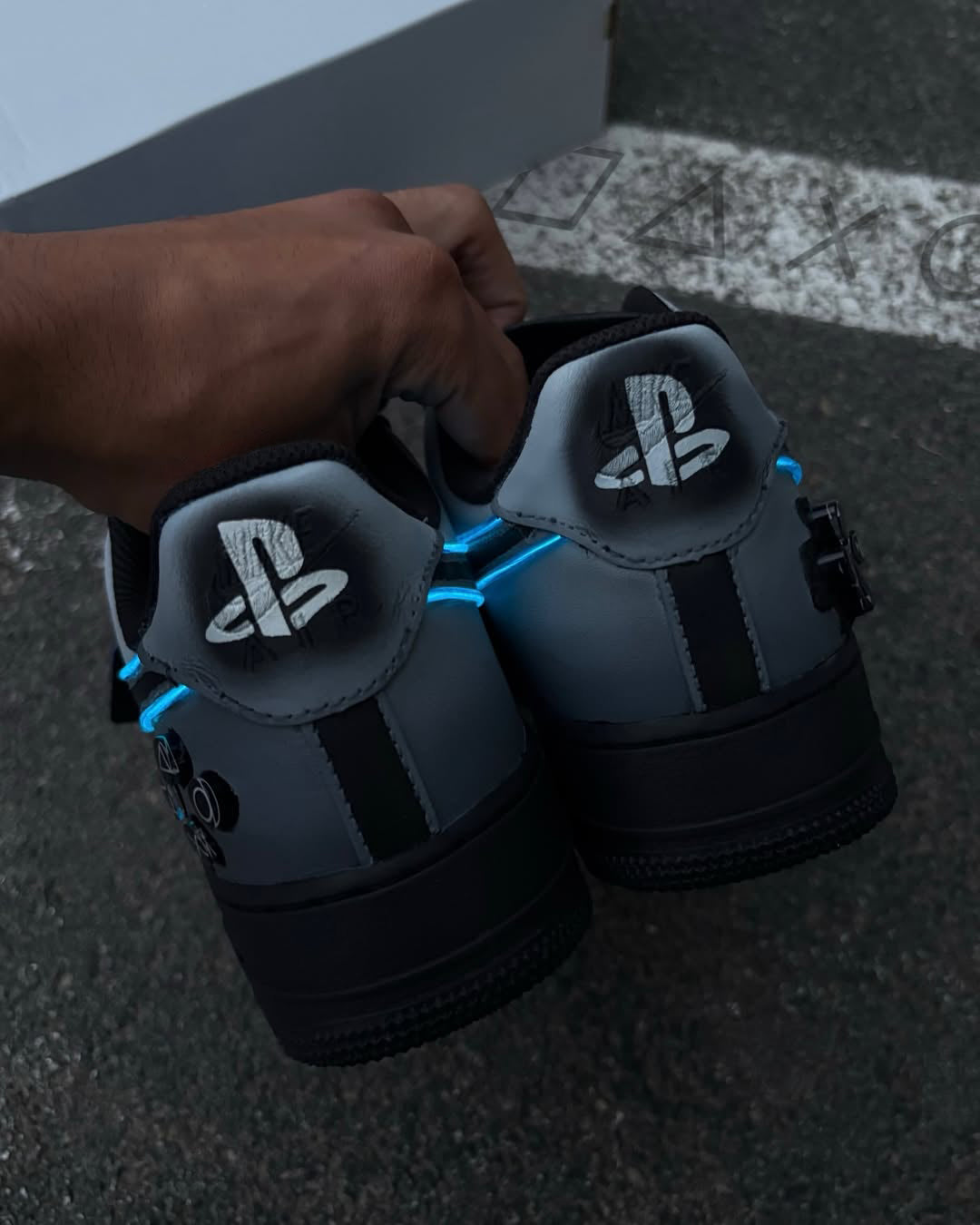 [Custom Playstation 5] Air Force 1 Skateboarding Shoes Unisex Gray/Black