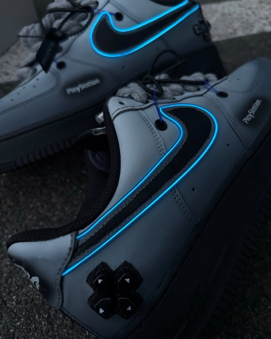 [Custom Playstation 5] Air Force 1 Skateboarding Shoes Unisex Gray/Black