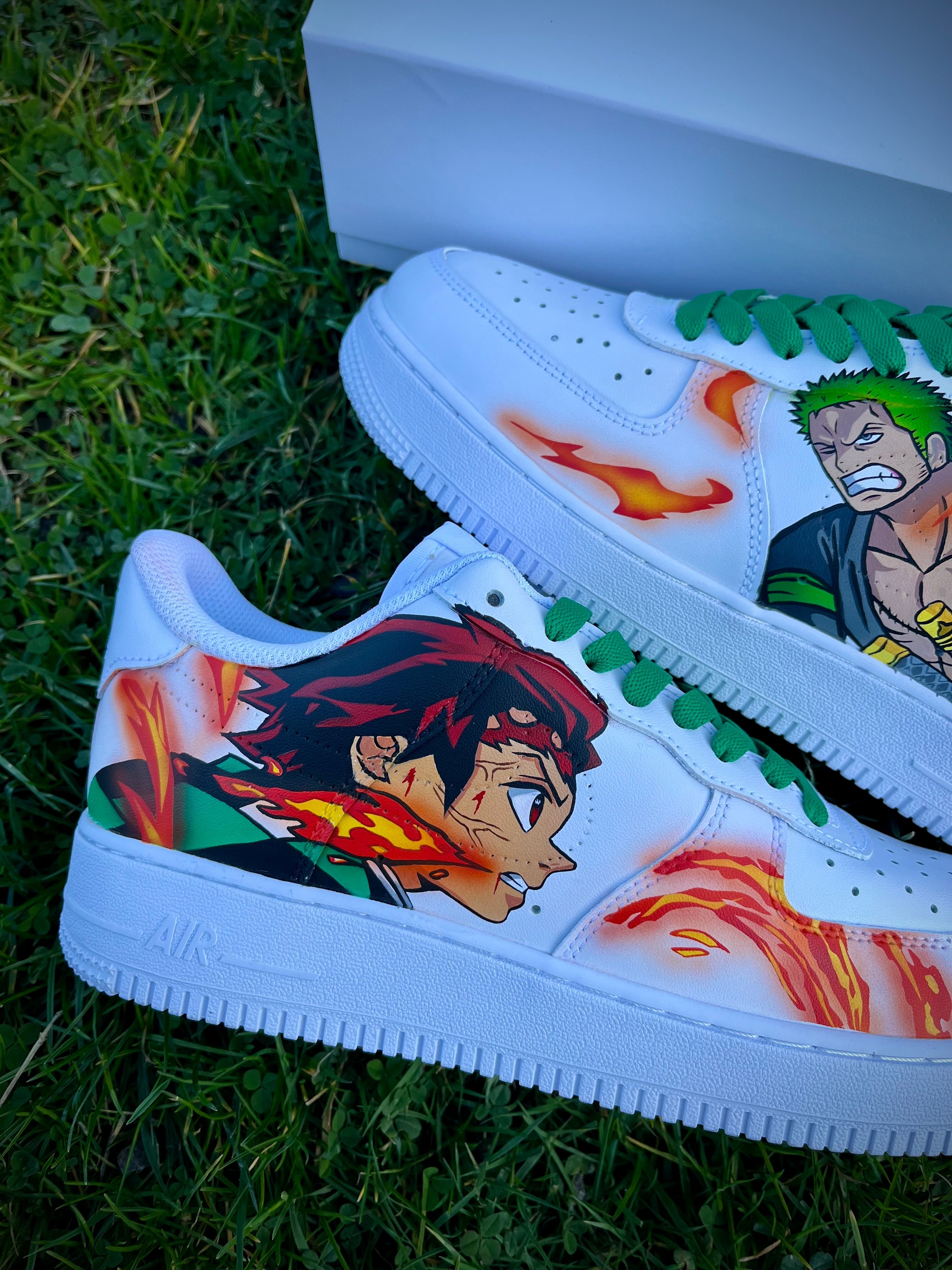 [Custom One piece / kimetsu no yaiba Zoro vs Tanjiro] Air Force 1 Skateboarding Shoes Unisex