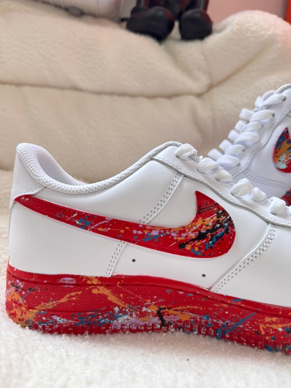 [Customized Fruity Pebbles,Color Inkjet] Air Force 1 Shoes Unisex Red/White
