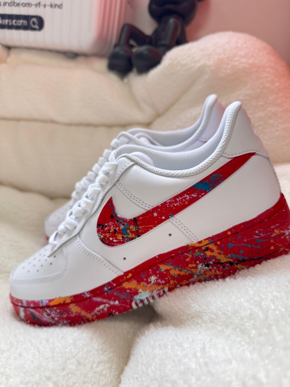 [Customized Fruity Pebbles,Color Inkjet] Air Force 1 Shoes Unisex Red/White