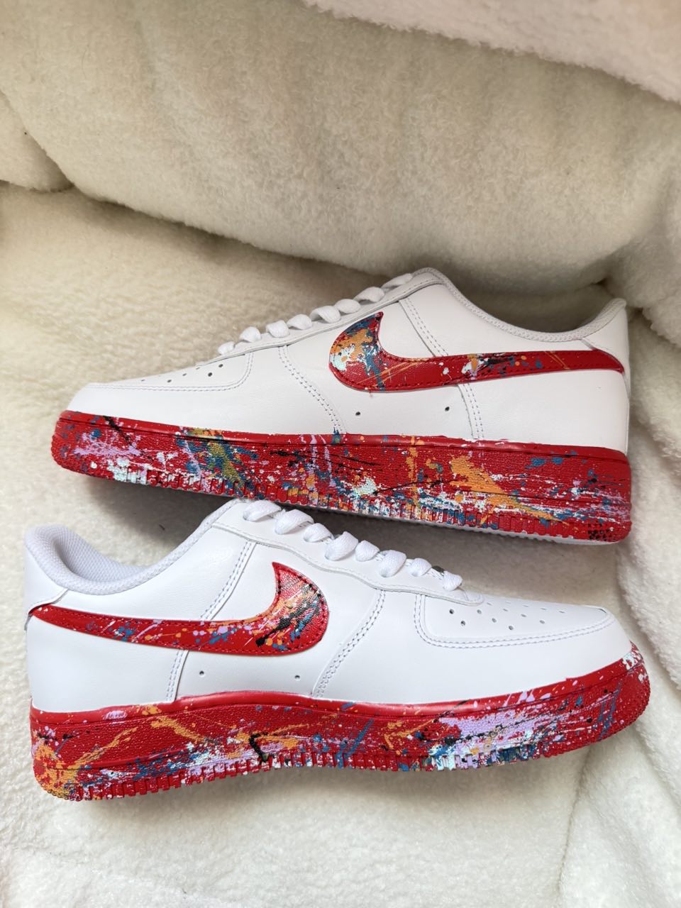 [Customized Fruity Pebbles,Color Inkjet] Air Force 1 Shoes Unisex Red/White