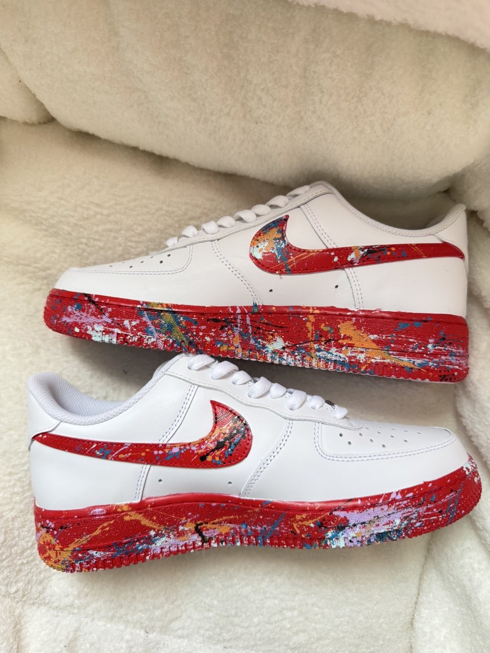 [Customized Fruity Pebbles,Color Inkjet] Air Force 1 Shoes Unisex Red/White