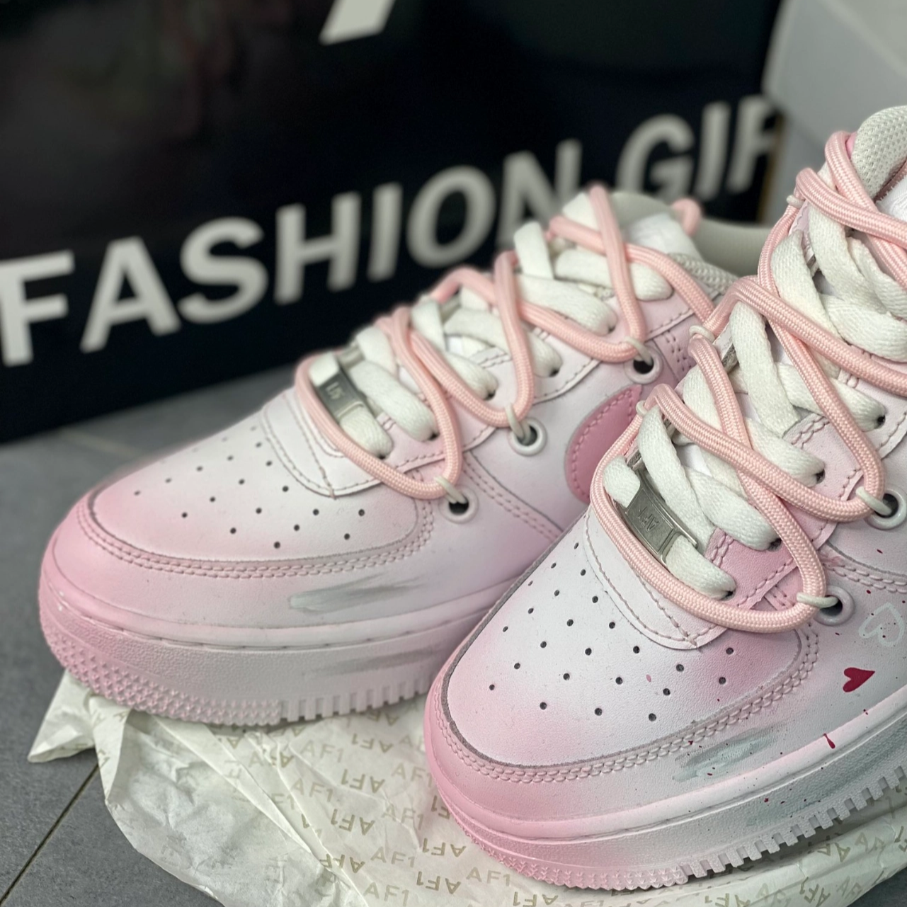 [Custom Pink Lover]  Air Force 1 Skateboard Shoes White/Pink