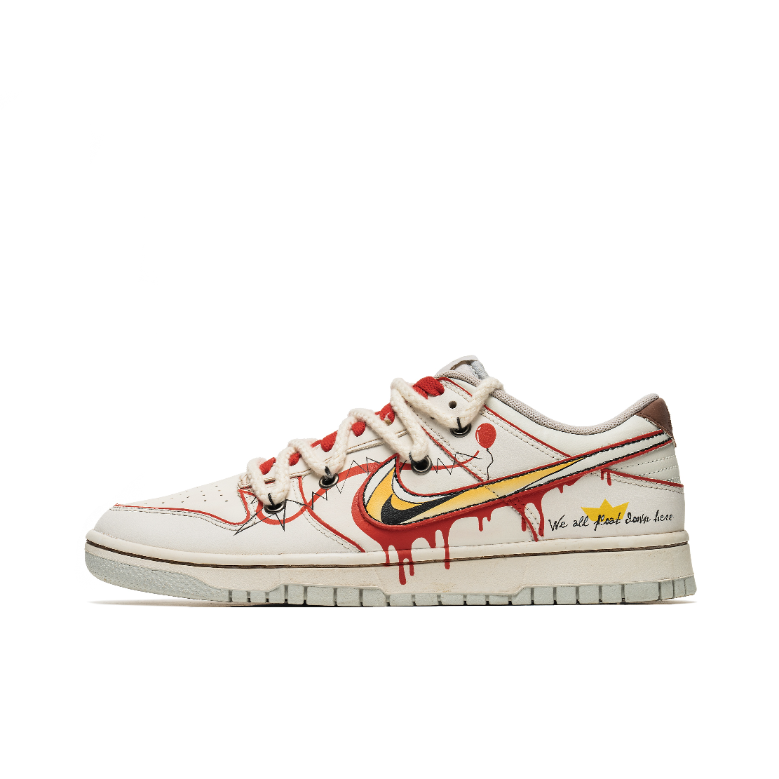 [Custom Halloween Clown] Dunk Skateboarding Shoes Unisex Low-top White/Red