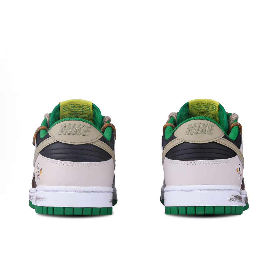 [Custom Flame Skeleton] Dunk Skateboarding Shoes Unisex Low-top Beige/Brown/Green