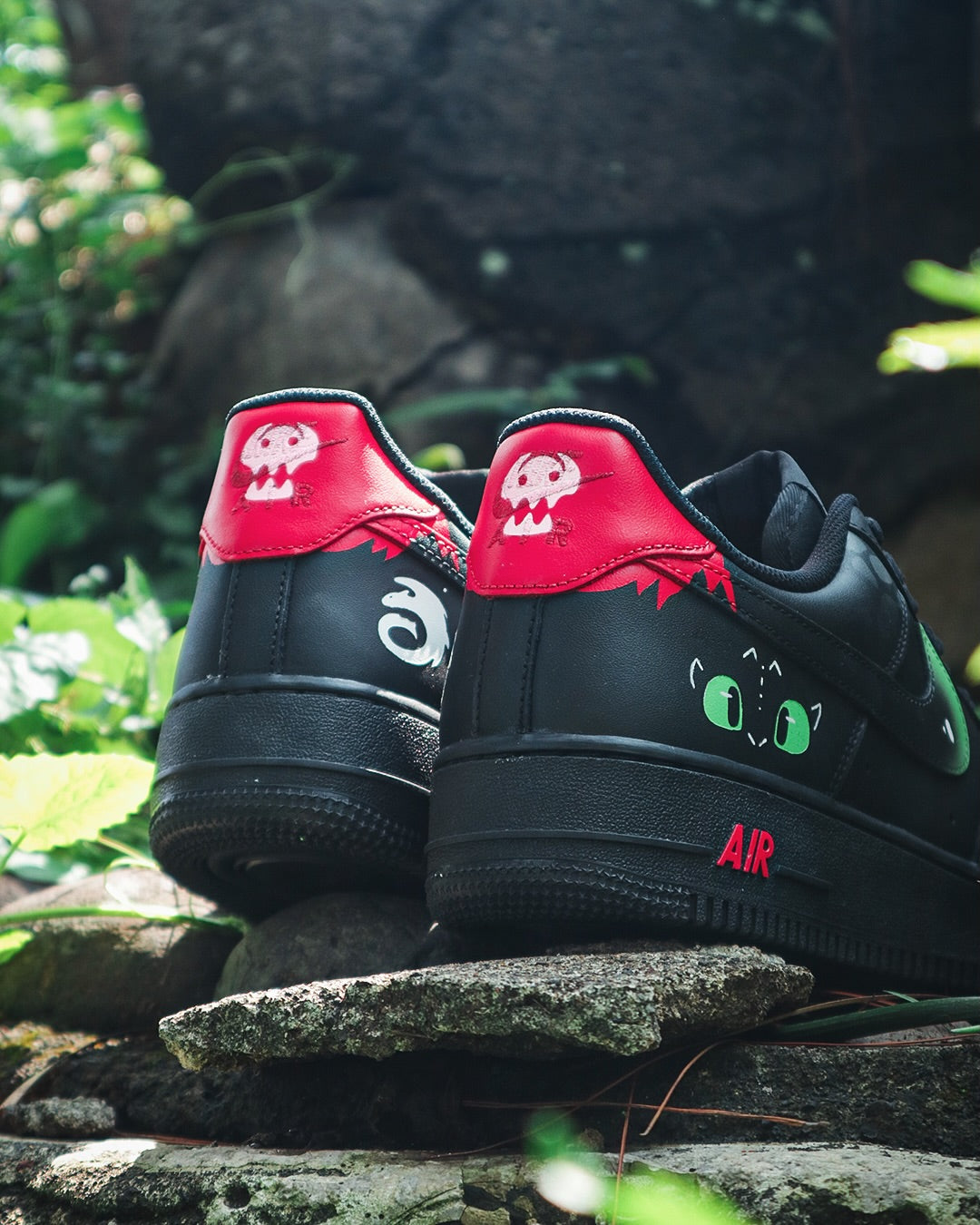 [Custom Toothless] Air Force 1 Skateboarding Shoes Unisex Black