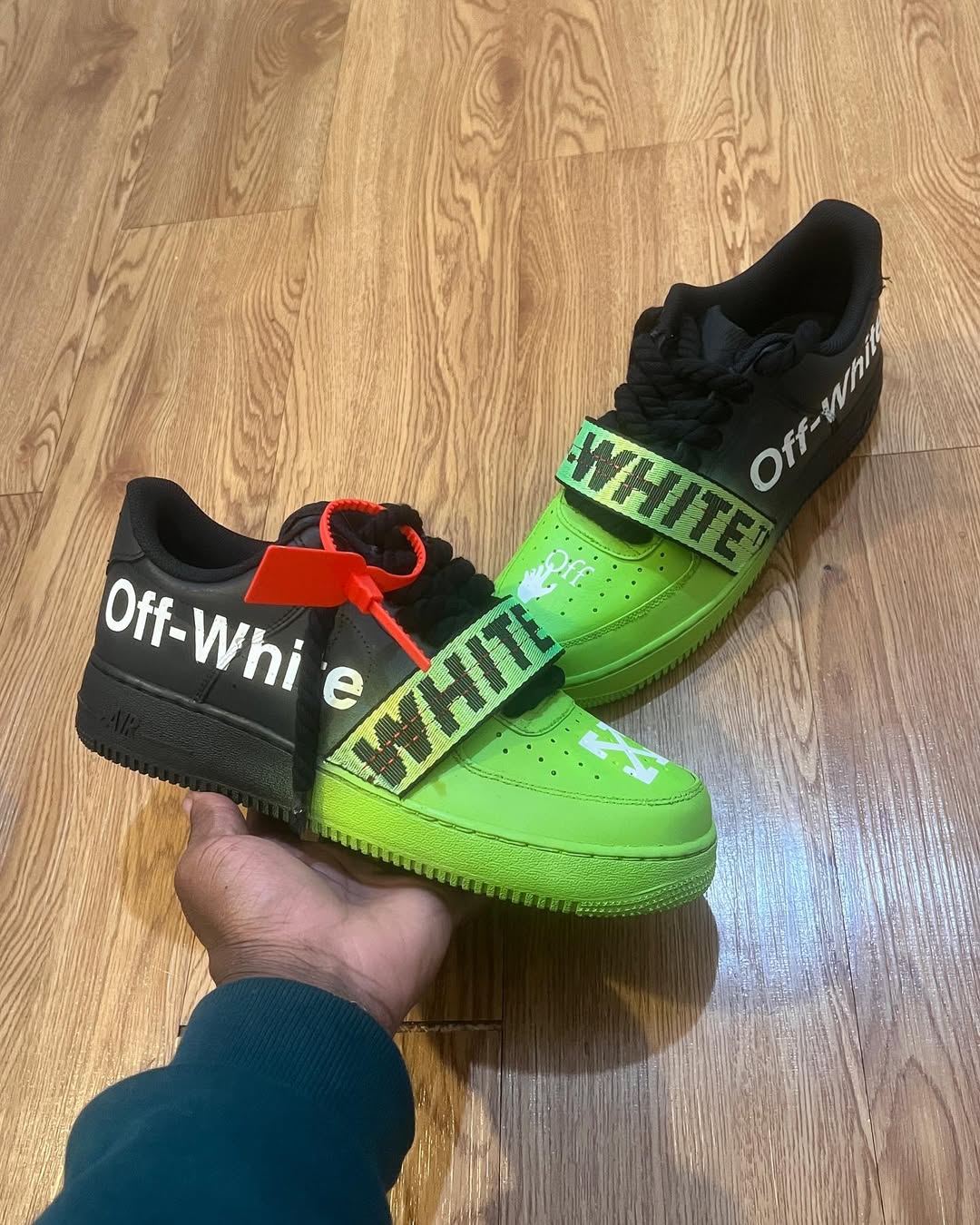 [Custom Off-White Af1’s 💚 Lime Green] Air Force 1 Skateboarding Shoes Unisex Black/Green