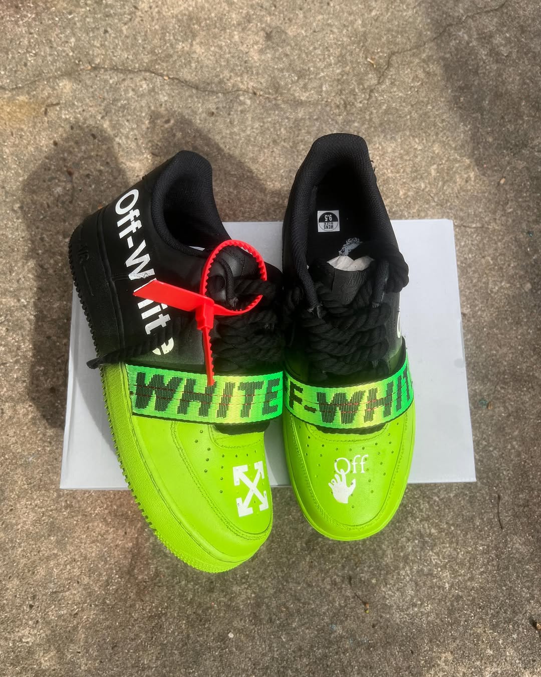 [Custom Off-White Af1’s 💚 Lime Green] Air Force 1 Skateboarding Shoes Unisex Black/Green