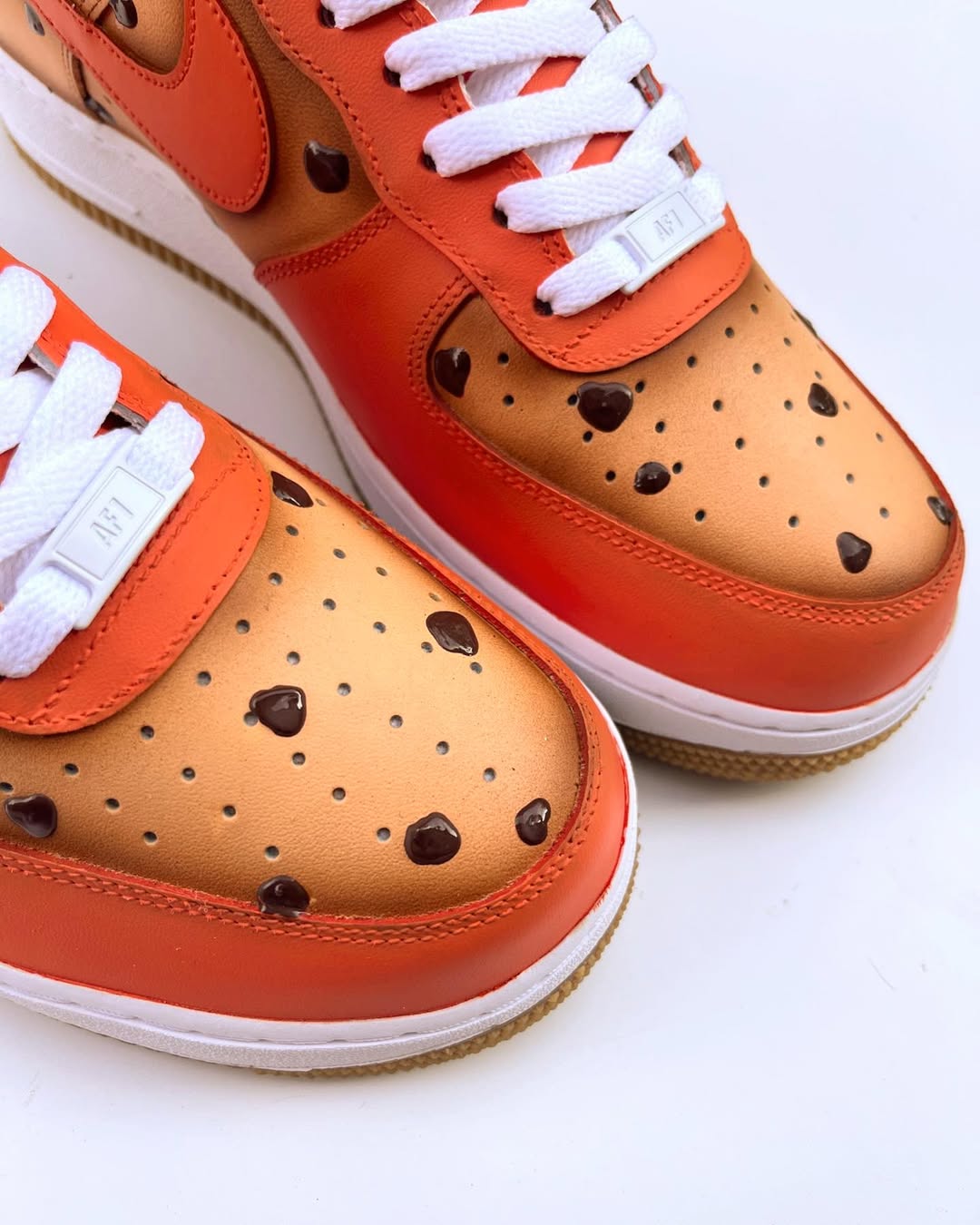 [Custom Chocolate Chip Cookie] Air Force 1 Unisex Skateboarding Shoes Red/Brown