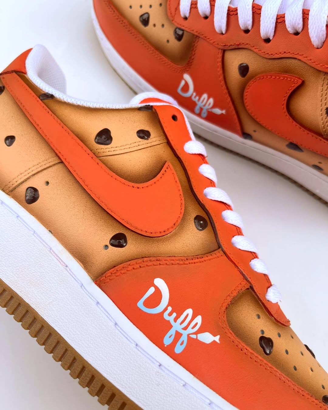 [Custom Chocolate Chip Cookie] Air Force 1 Unisex Skateboarding Shoes Red/Brown