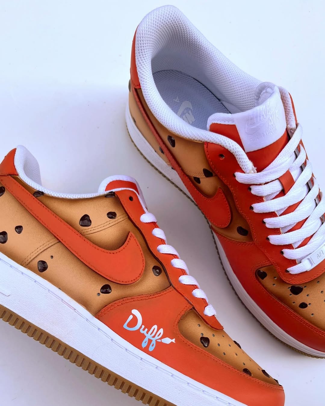 [Custom Chocolate Chip Cookie] Air Force 1 Unisex Skateboarding Shoes Red/Brown