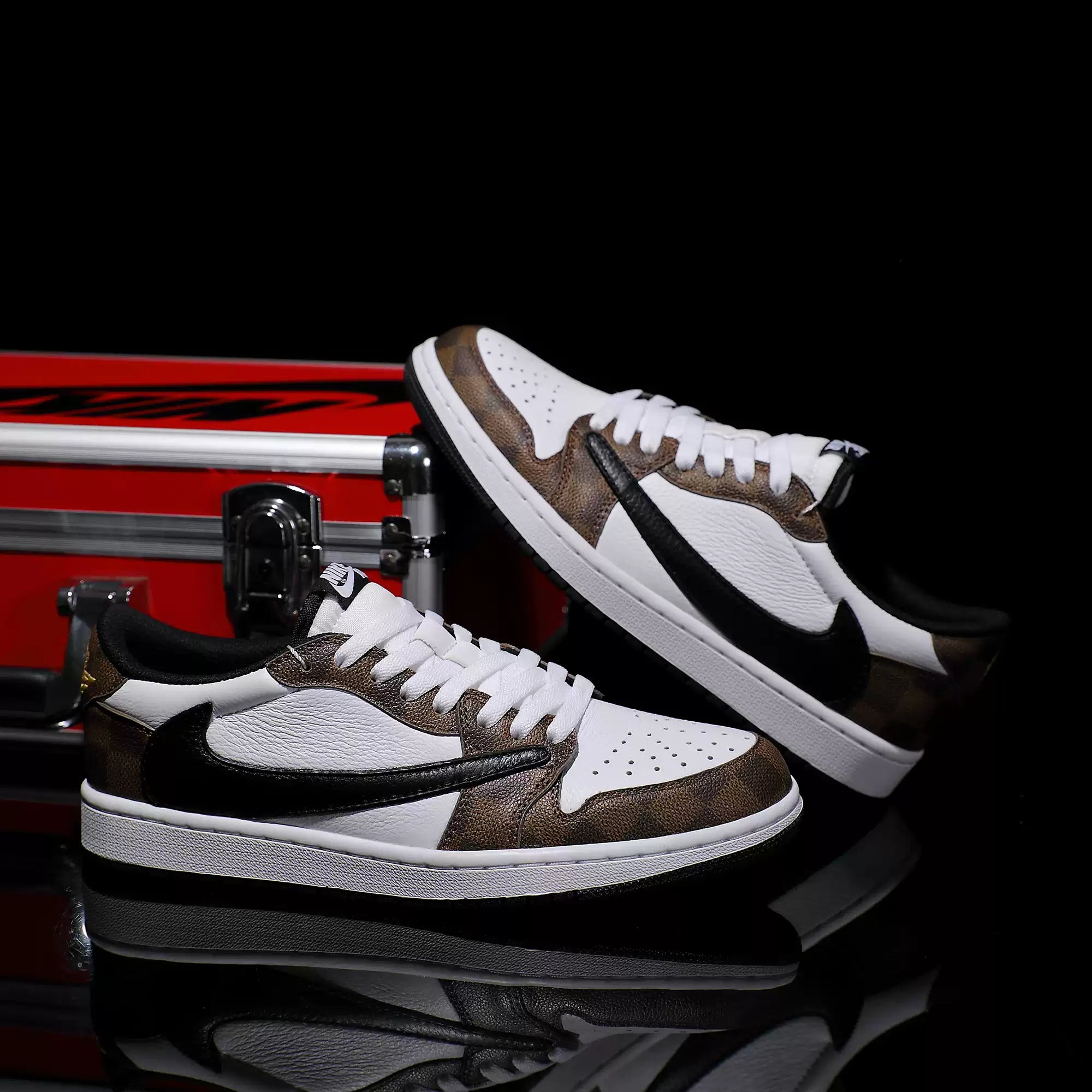 [Custom Checkered Pattern, Genuine Cowhide Leather] Air Jordan Low - Top Skateboarding Shoes Unisex