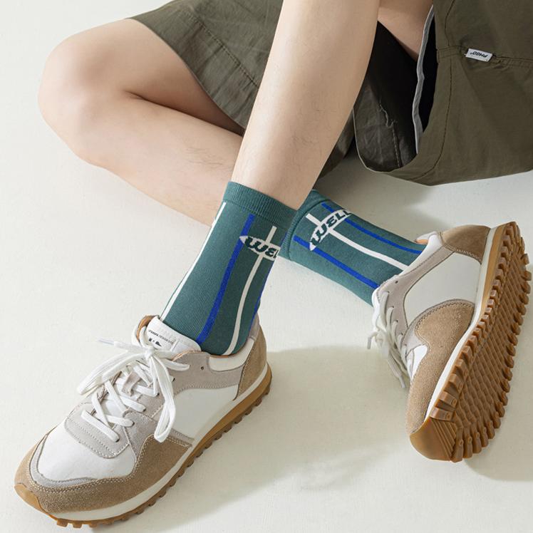 A Cup Of American - Non-Slip Retro Sweat Socks, Couples Models, Men And Women With The Same, Spring And Autumn Sports Socks