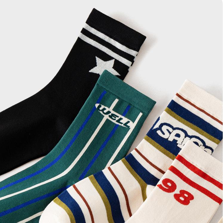 A Cup Of American - Non-Slip Retro Sweat Socks, Couples Models, Men And Women With The Same, Spring And Autumn Sports Socks