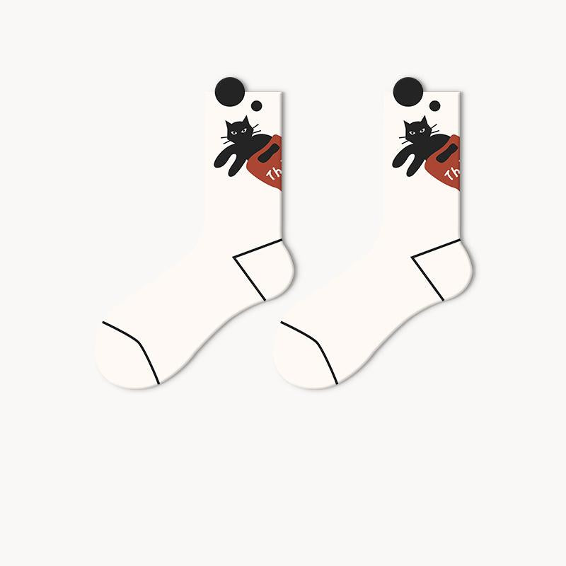 Therapeutic Cute Pet - Anti-Slip Socks, Unisex Breathable Mid-Crew Socks for Men & Women, Trendy Couple Matching Pairs, Moisture-Wicking Casual Wear 5 Pairs  (Spring/Fall)