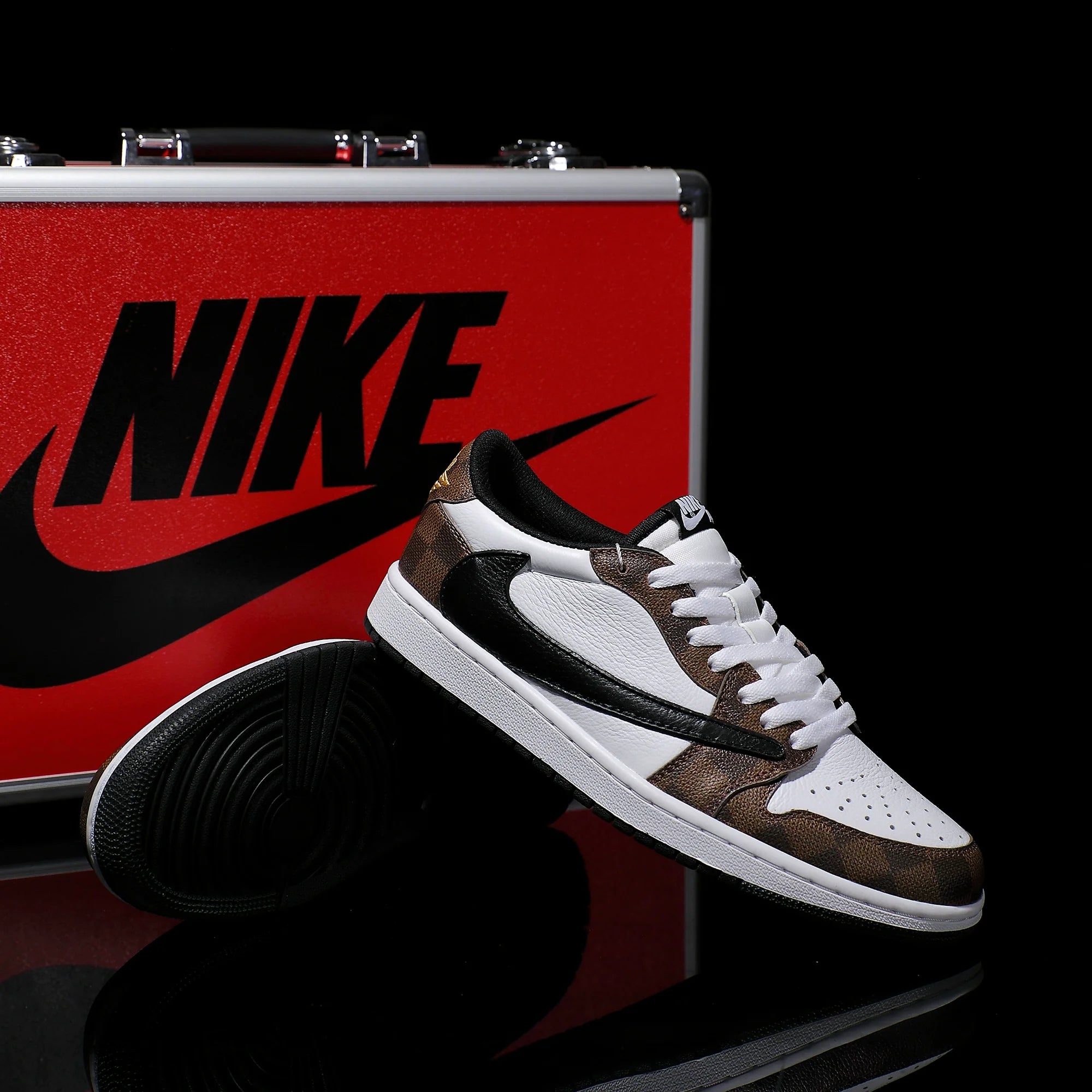 [Custom Checkered Pattern, Genuine Cowhide Leather] Air Jordan Low - Top Skateboarding Shoes Unisex