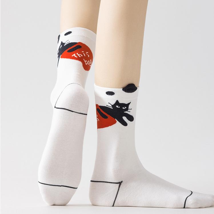 Therapeutic Cute Pet - Anti-Slip Socks, Unisex Breathable Mid-Crew Socks for Men & Women, Trendy Couple Matching Pairs, Moisture-Wicking Casual Wear 5 Pairs  (Spring/Fall)