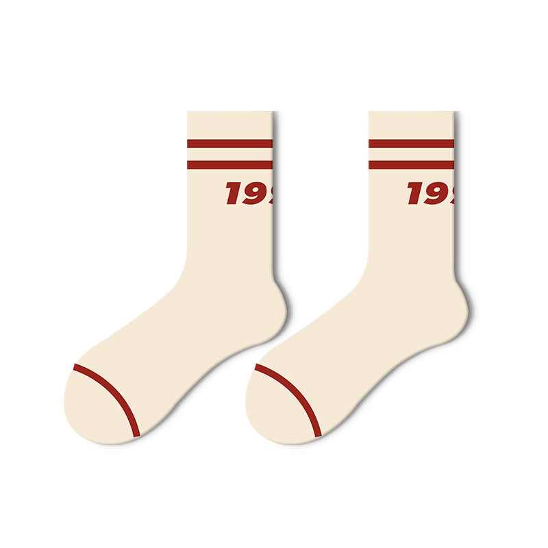 A Cup Of American - Non-Slip Retro Sweat Socks, Couples Models, Men And Women With The Same, Spring And Autumn Sports Socks