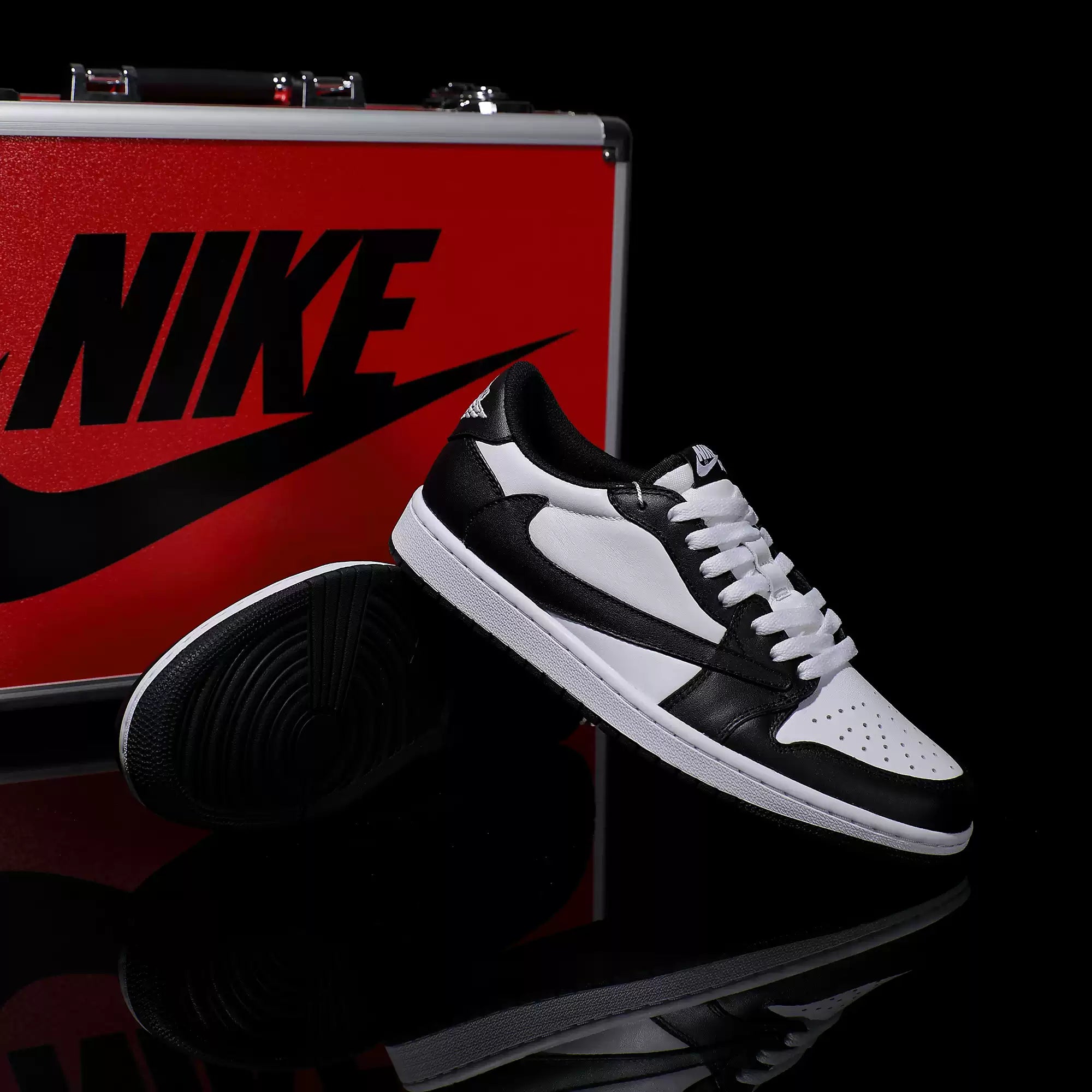 [Custom Panda White Black - Reverse Hook] Air Jordan Low - Top Skateboarding Shoes Unisex