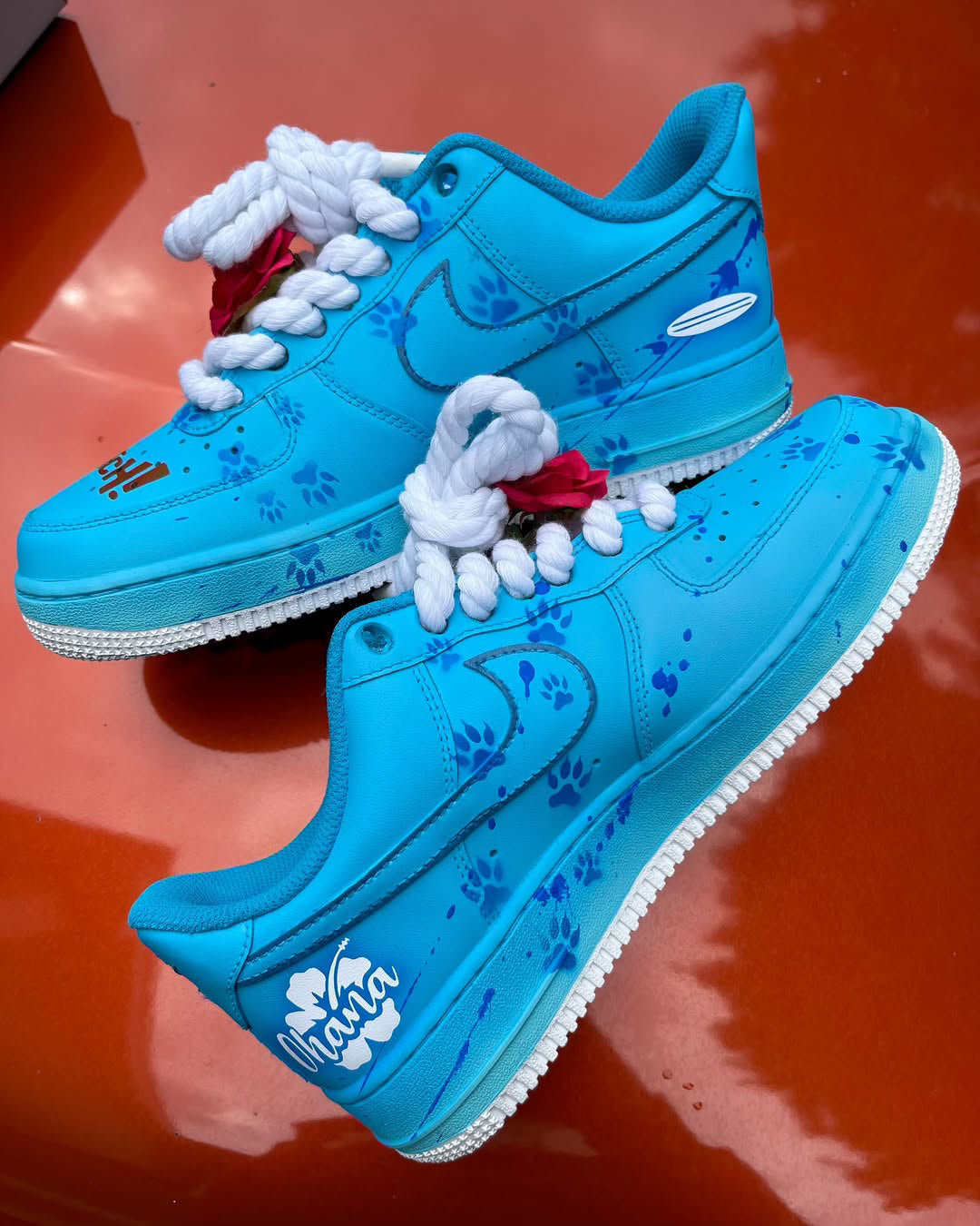 [Customized Stitch] Air Force 1 Low-top Shoes Hand-drawn Unisex Blue