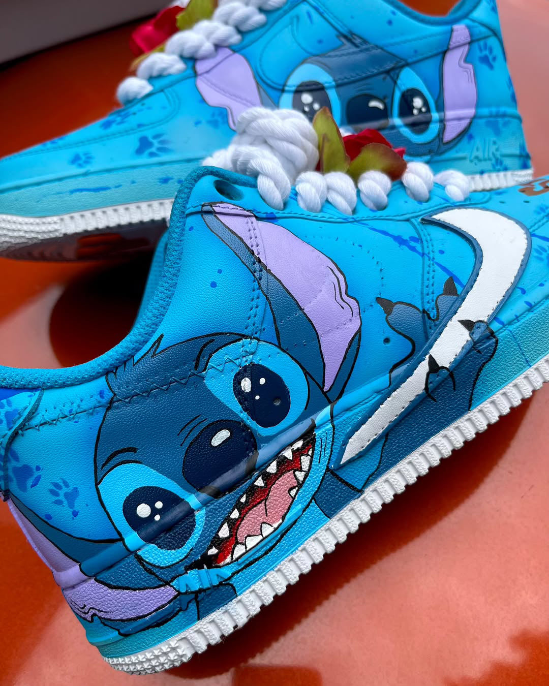 [Customized Stitch] Air Force 1 Low-top Shoes Hand-drawn Unisex Blue