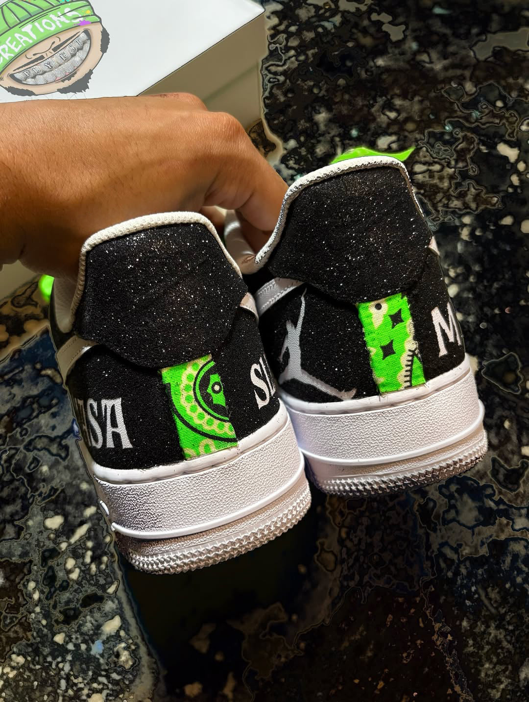 [Custom YB MASA] Air Force 1 Low - Top Unisex Skateboarding Shoes Black/Green