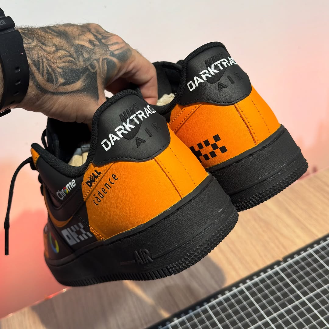 [Customized F1Racing - MCL38] Air Force 1 Shoes Unisex Black/Orange