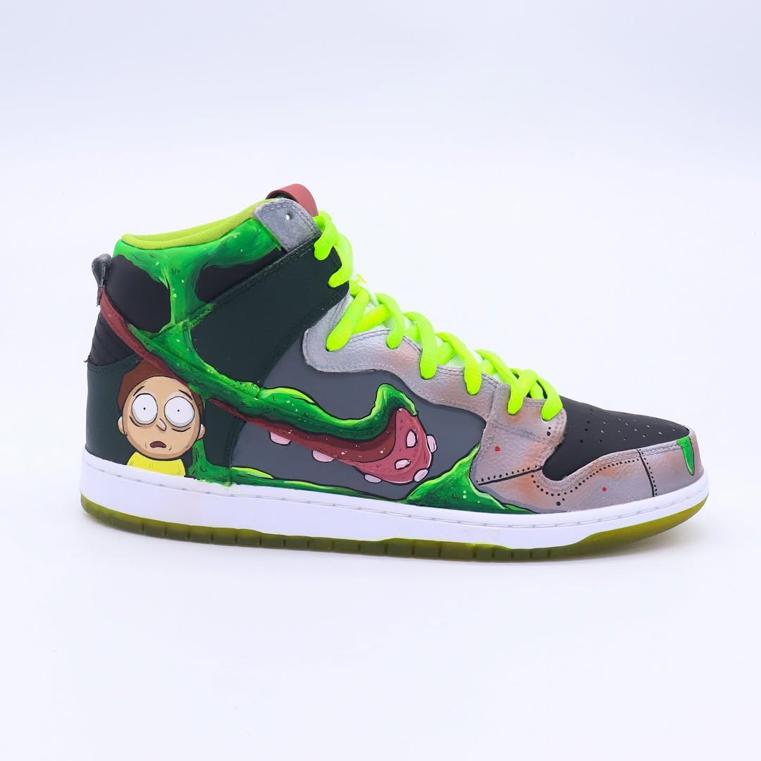 [Custom Rick and Morty] SB Dunk High Top Unisex Skateboarding Shoes