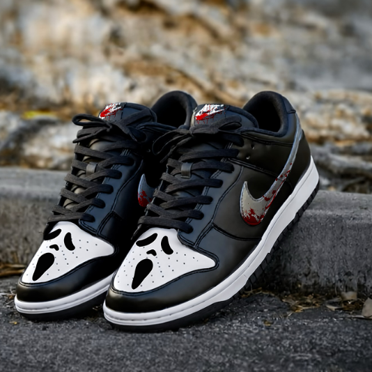 [Custom Ghost Face] Dunk Skateboarding Shoes Unisex Low-top Black