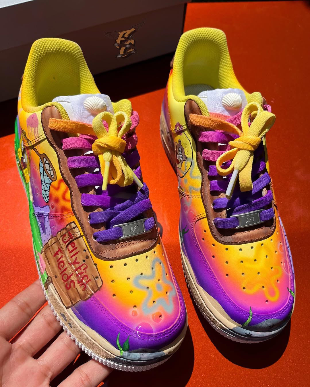 [Customized SpongeBob SquarePants - Sunset] Air Force 1 Low-top Shoes Hand-drawn Unisex