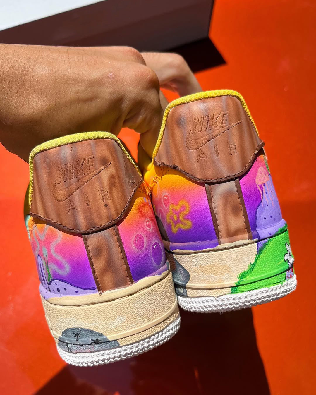 [Customized SpongeBob SquarePants - Sunset] Air Force 1 Low-top Shoes Hand-drawn Unisex