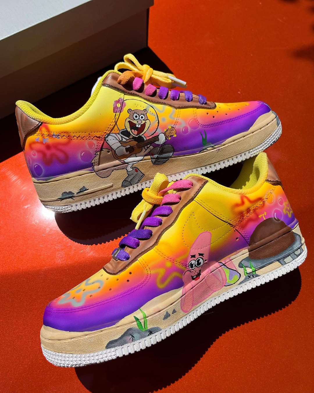 [Customized SpongeBob SquarePants - Sunset] Air Force 1 Low-top Shoes Hand-drawn Unisex
