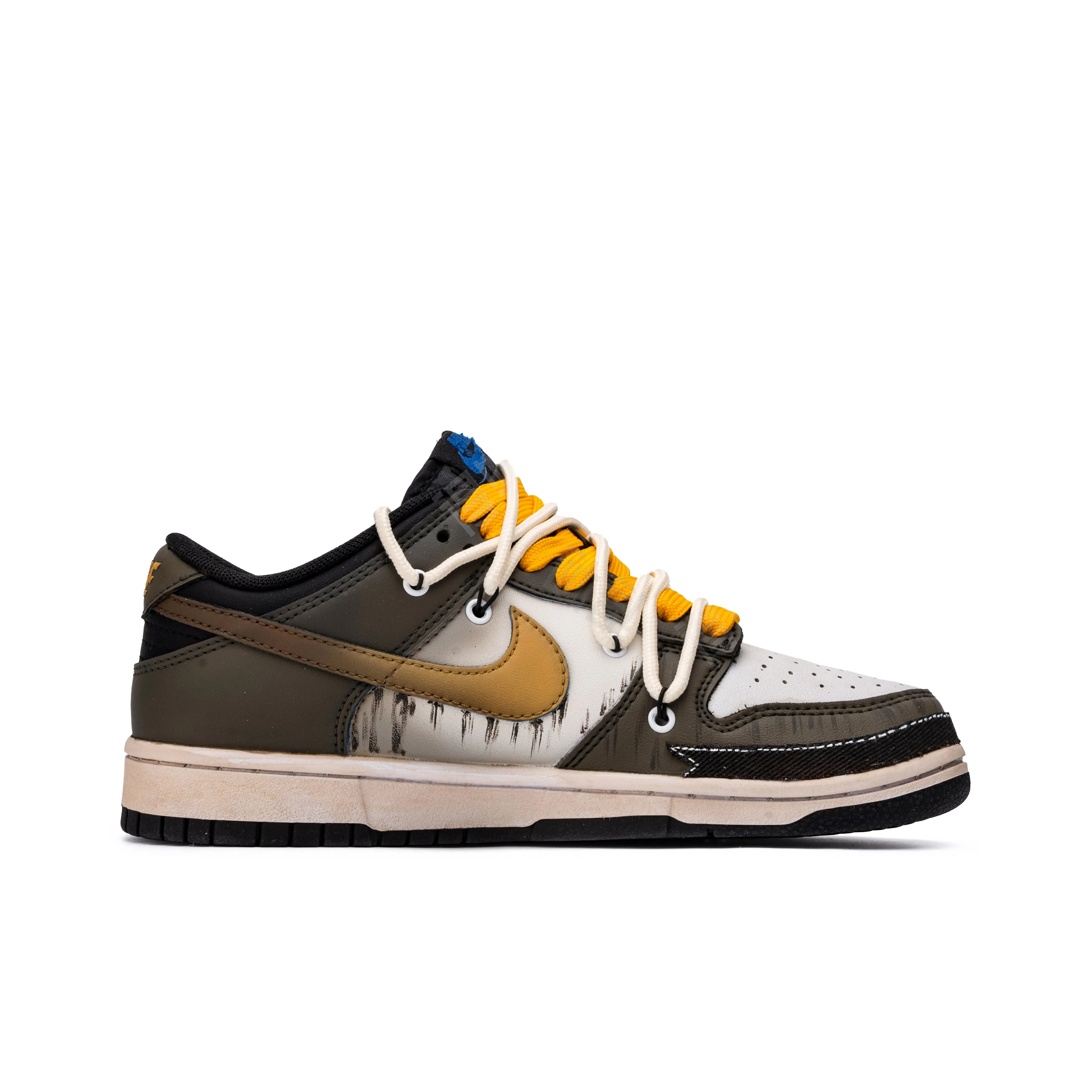 [Custom Warning] Dunk Skateboarding Shoes Unisex Distressed Style Brown