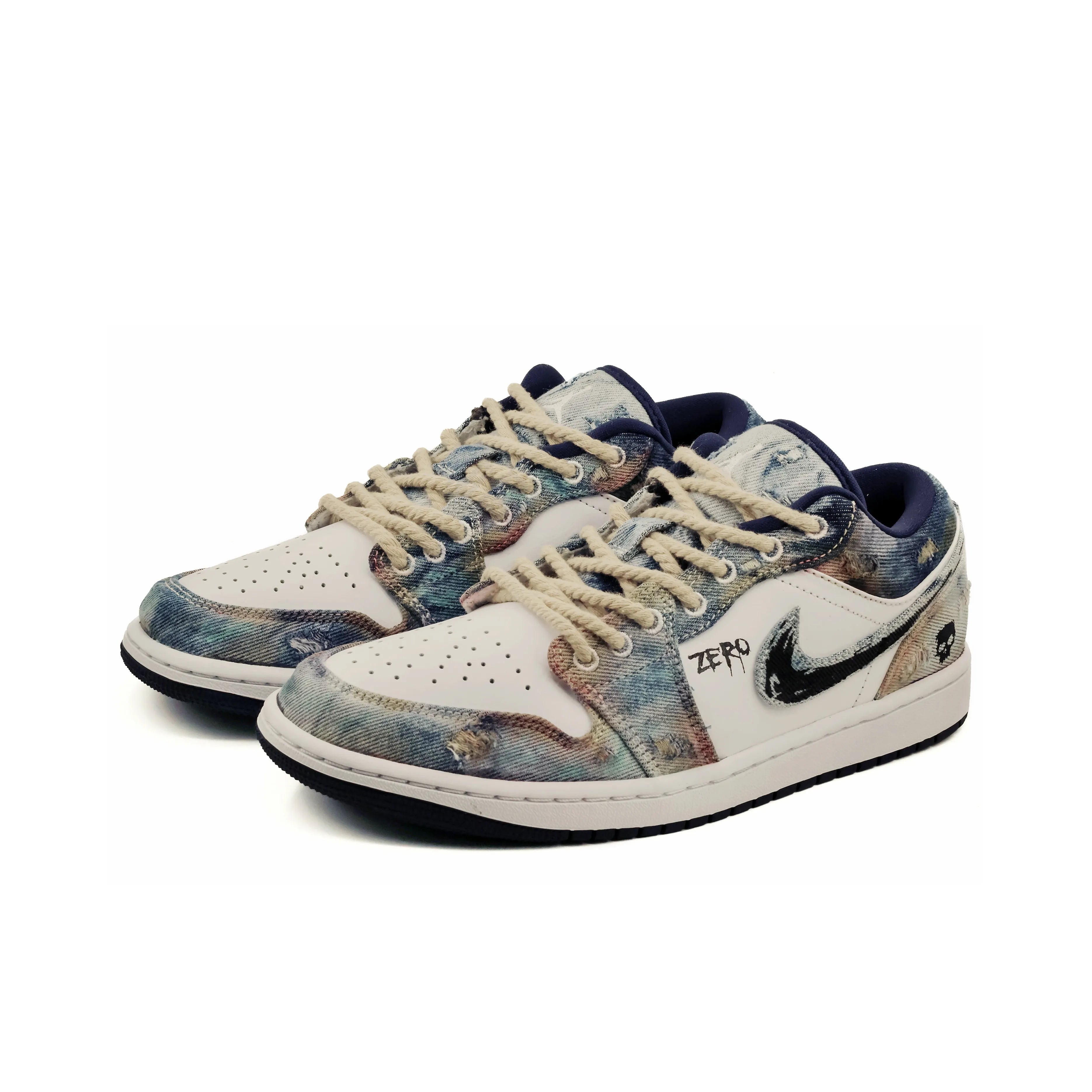 [Custom Doomsday Battleground] Air Jordan Low - Top Skateboarding Shoes Unisex Denim Style