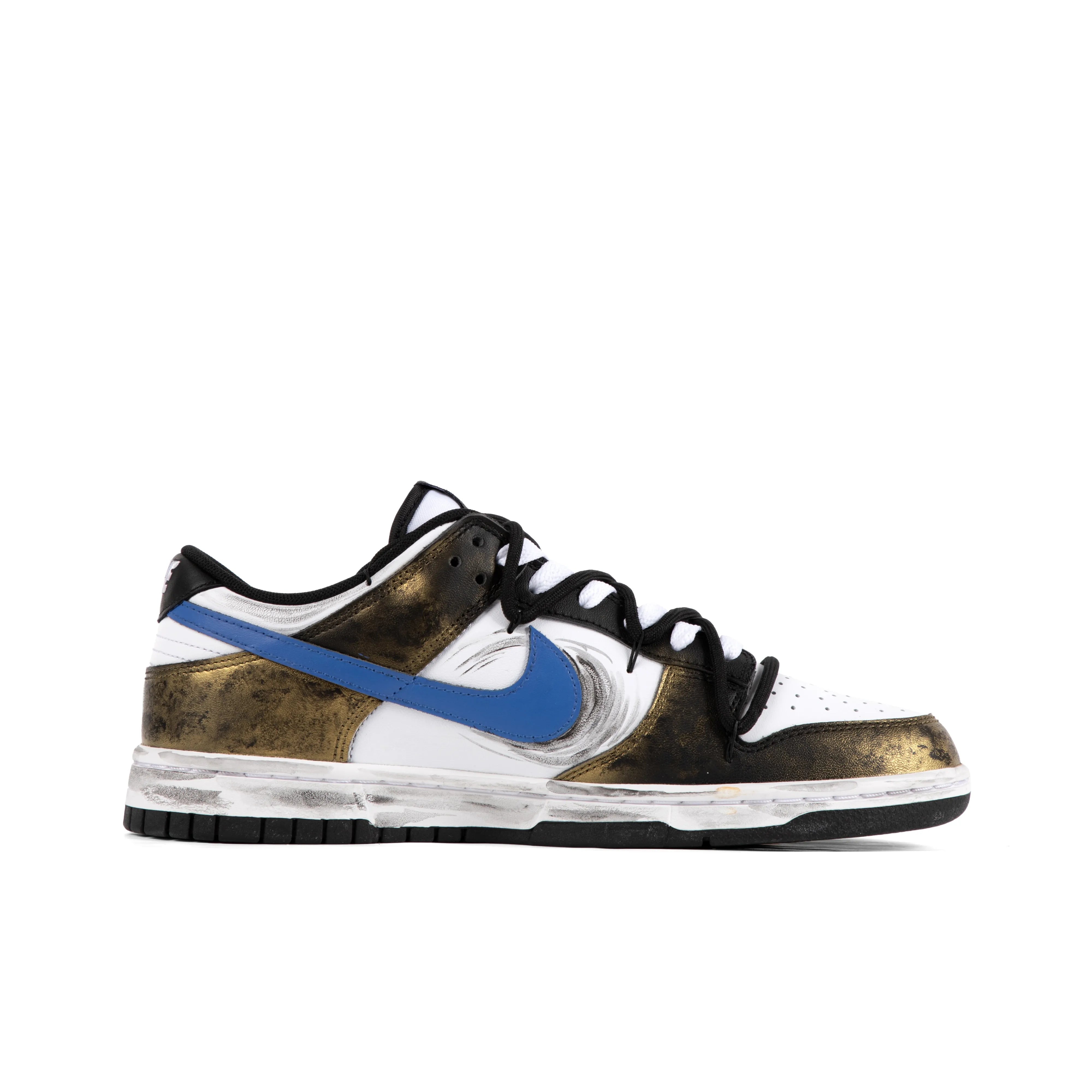 [Custom Ruyi Jingu Bang] Dunk Black Myth Goku Skateboarding Shoes Unisex Black and Gold