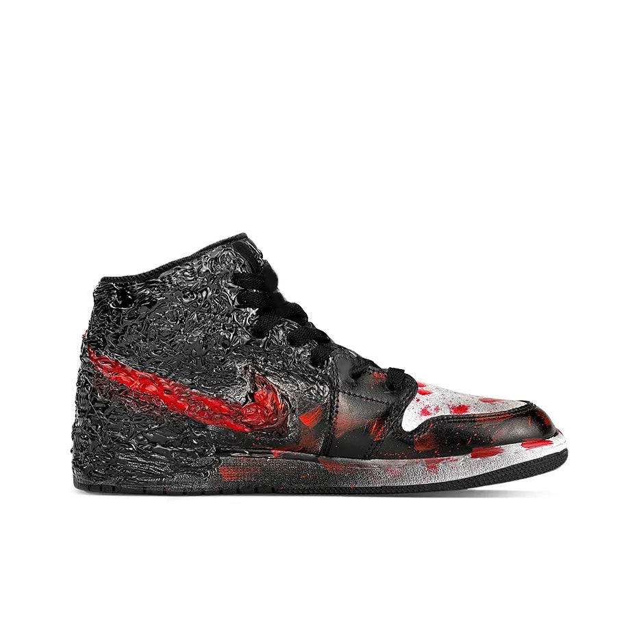 [Custom Joker - It] Air Jordan 1 Mid Top Unisex Skateboarding Shoes Black/Red