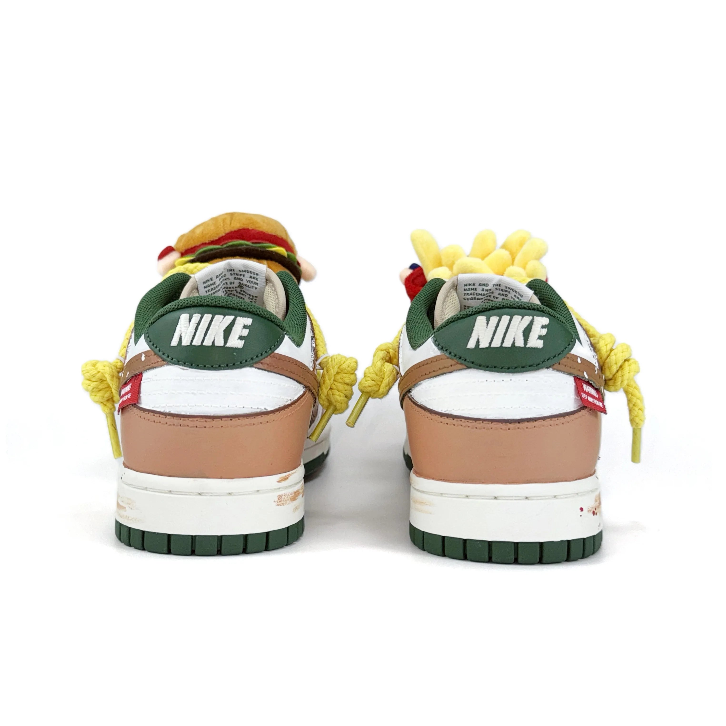 [Custom Hamburger & French Fries] Dunk Low Skateboarding Shoes Unisex Brown/Green