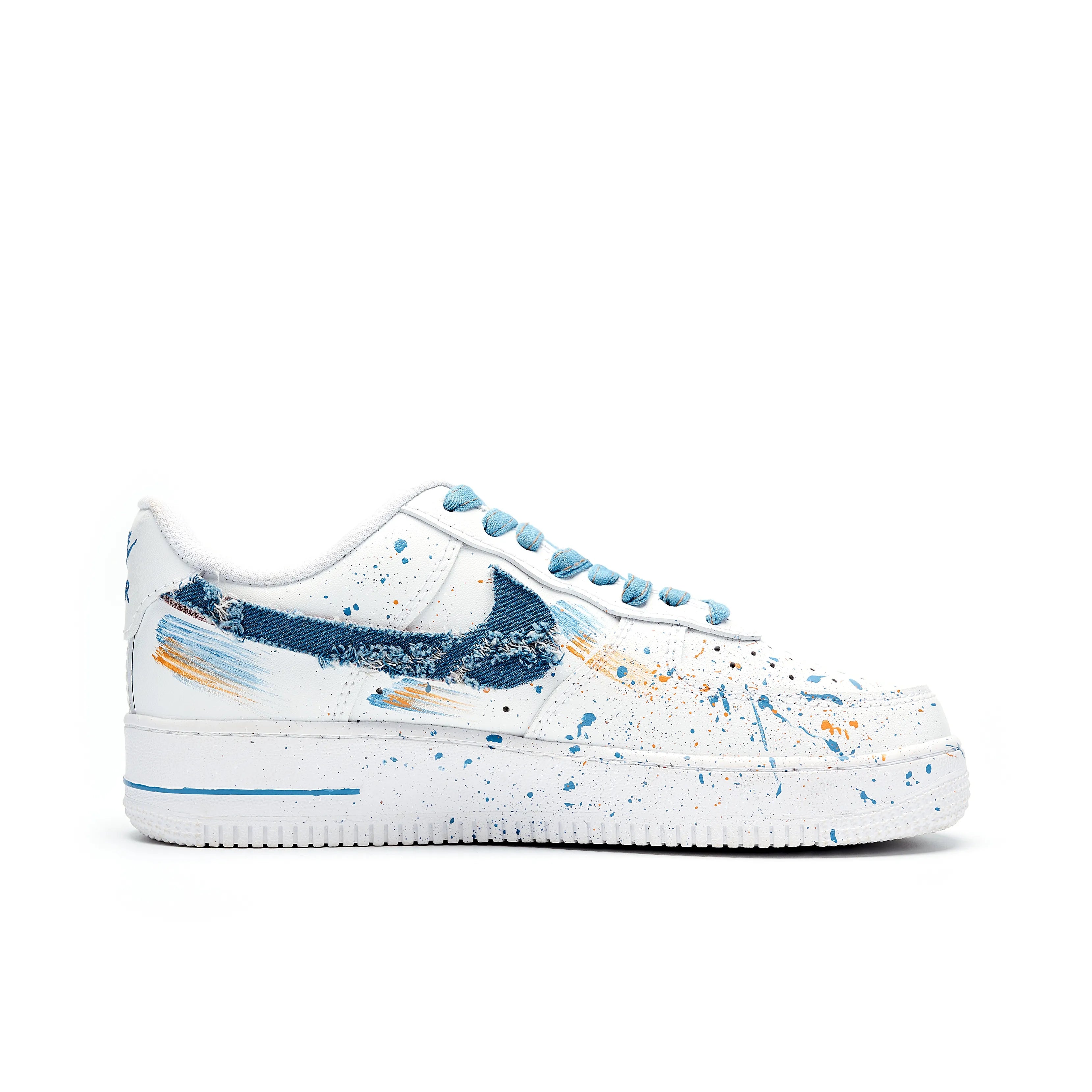 [Customized Daisy Graffiti] Air Force 1 Shoes Unisex White/Blue