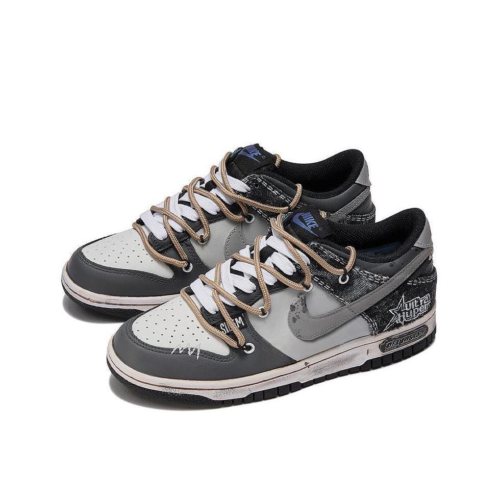 [Custom Earthfall] Dunk Low Skateboarding Shoes Unisex Gray/Black