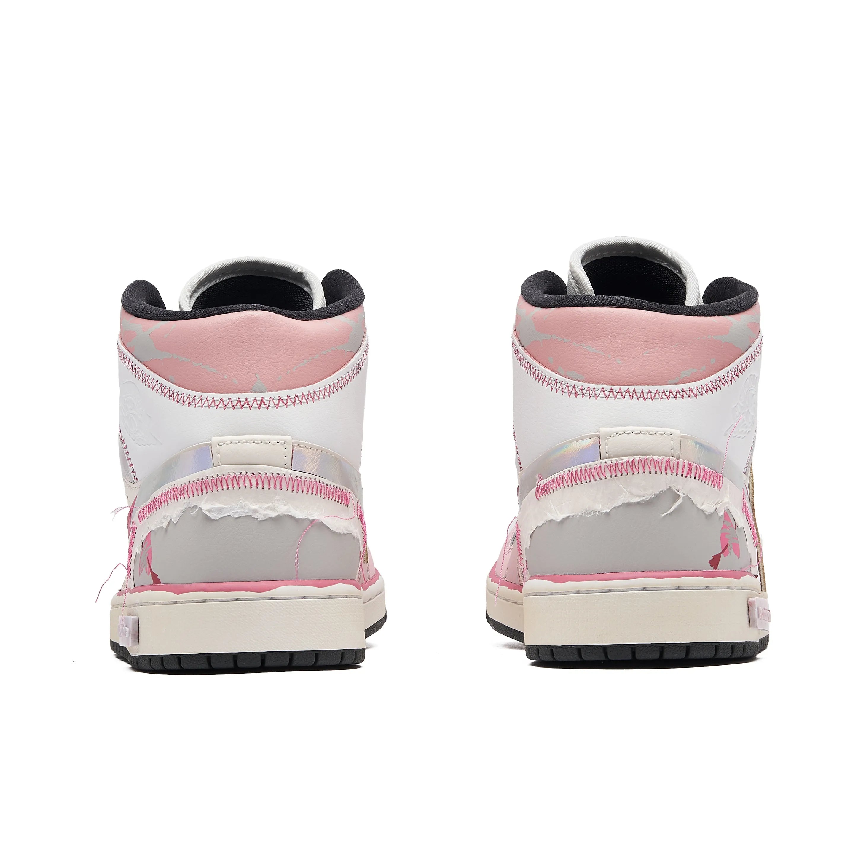 [Custom Flower Dream] Air Jordan 1 Mid Top Unisex Skateboarding Shoes Pink