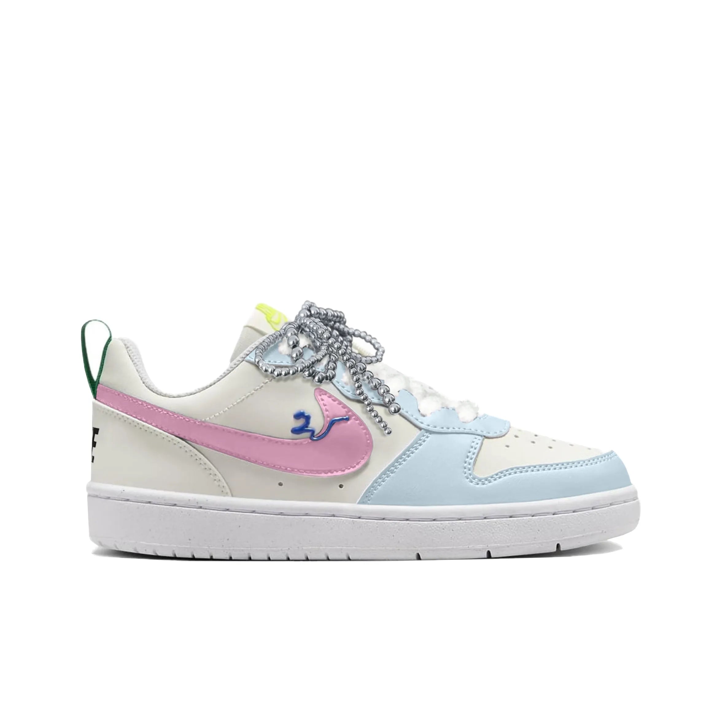[Custom Unlimited Fun/Pink and Blue] Court Borough Skateboard Shoes For Children Unisex