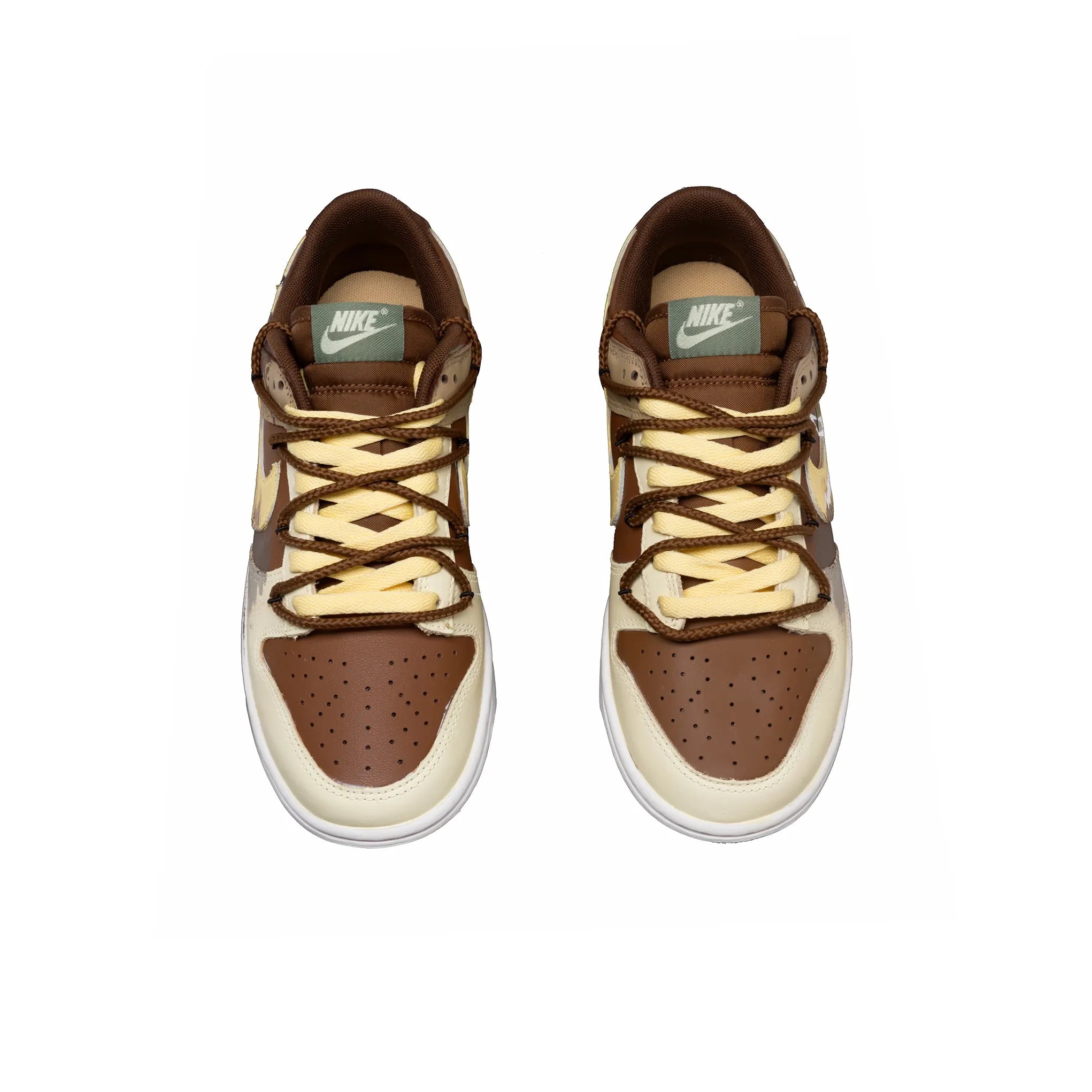 [Custom Coffee Mark] Dunk Skateboarding Shoes Unisex Low-top Brown Distressed Style