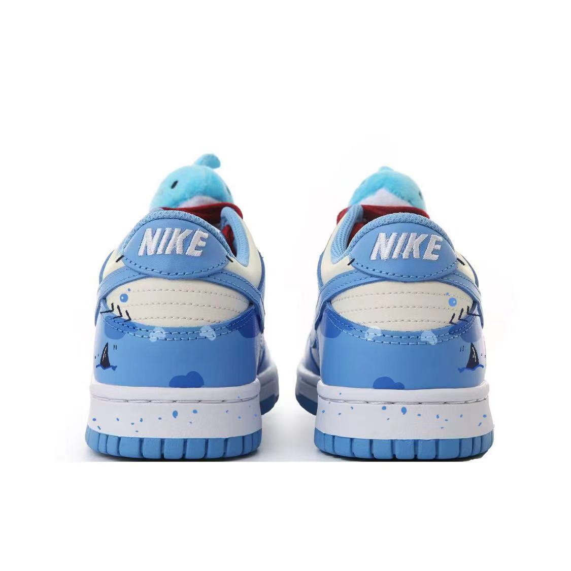 [Custom Baby Shark] Dunk Skateboarding Shoes Unisex  Beige/Blue