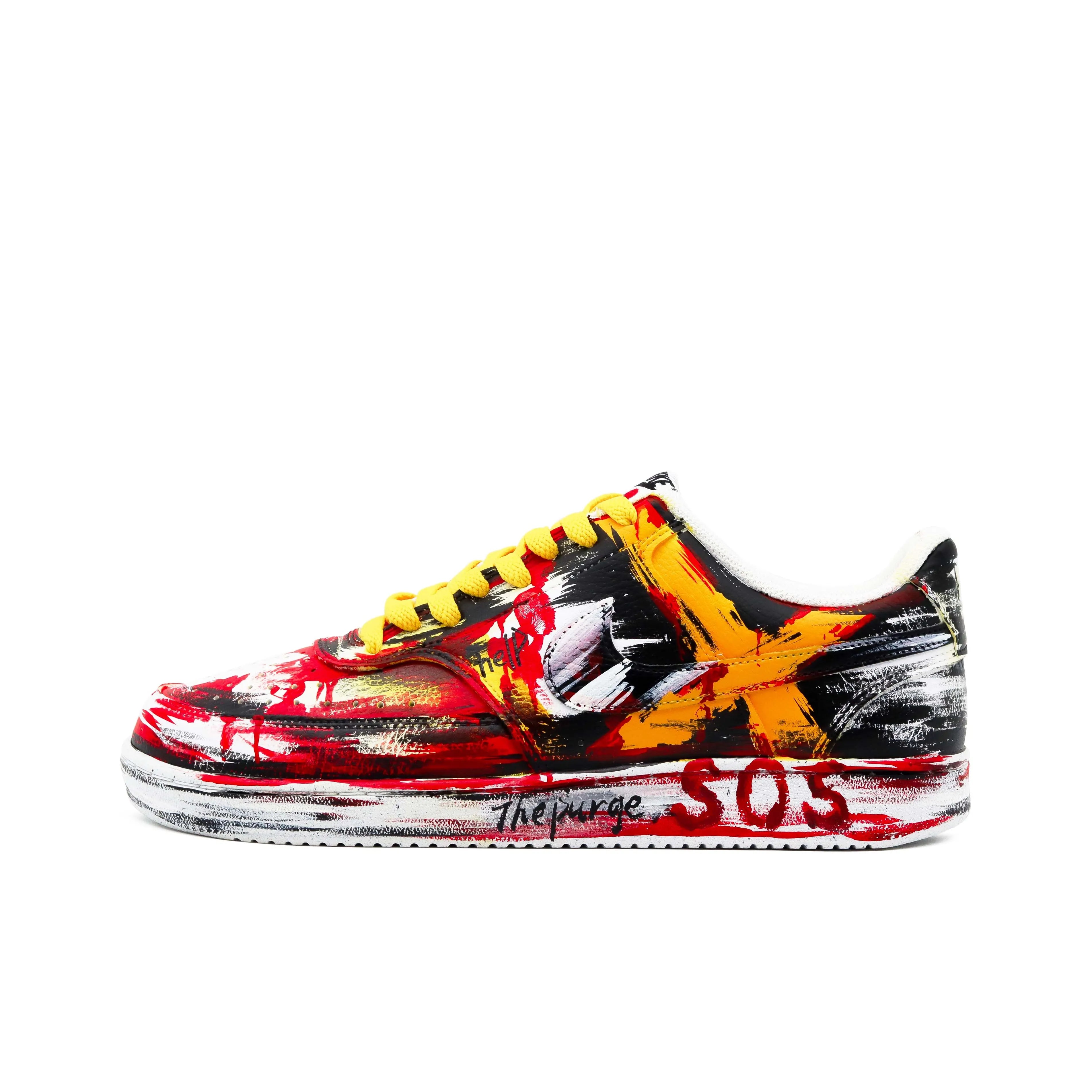 [Custom Drippy Sense] Court Vision 1 Skateboard Shoes Unisex Red/Black/Yellow