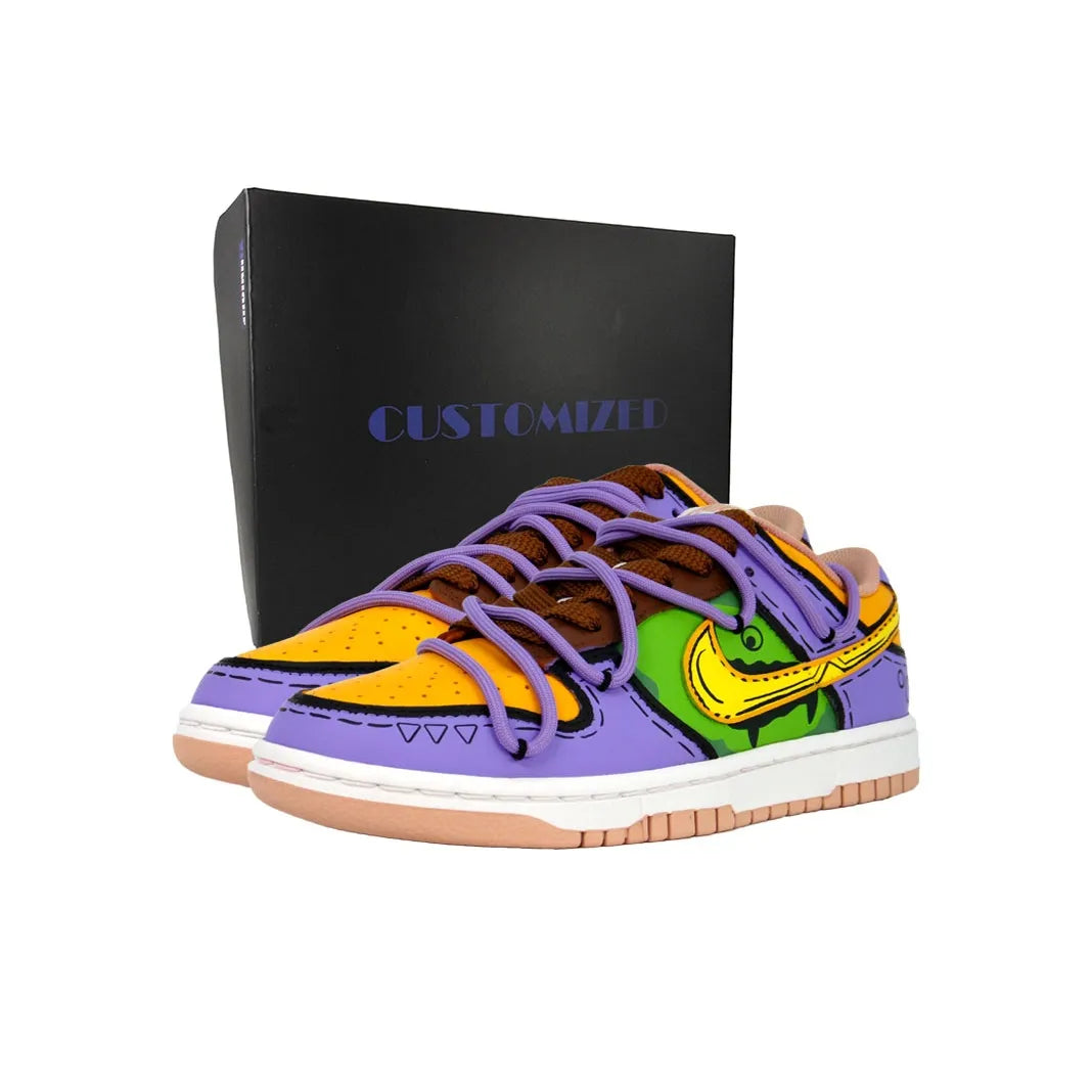 [Custom Radioactive Shark] Dunk Skateboarding Shoes Unisex Yellow/Purple/Green